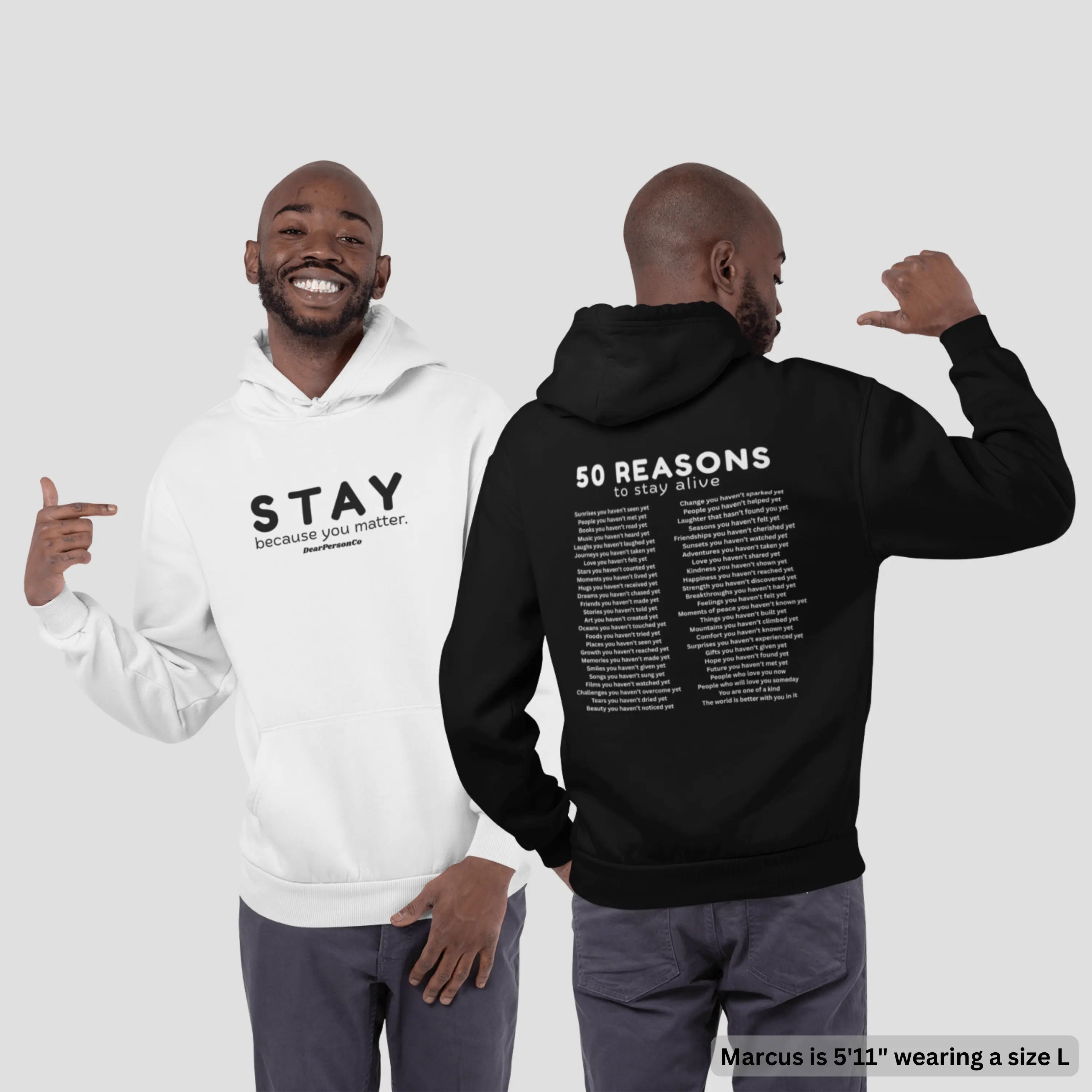 '50 Reasons To Stay Alive' Hoodie DearPersonCo
